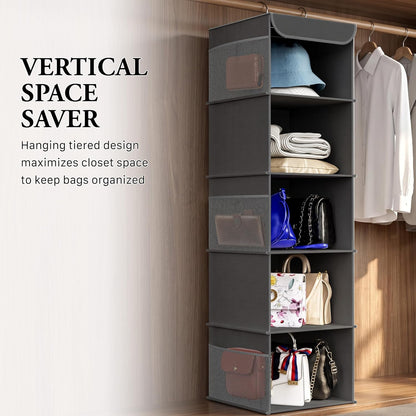 5 Shelf Hanging Closet Organizer, Gray
