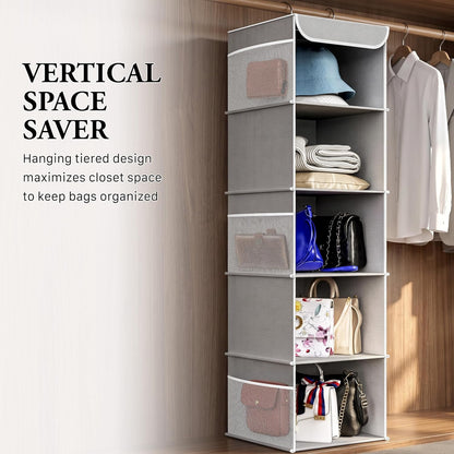 5 Shelf Hanging Closet Organizer, Gray