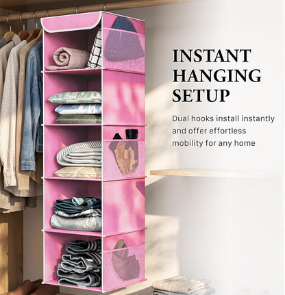 5 Shelf Hanging Closet Organizer, Gray