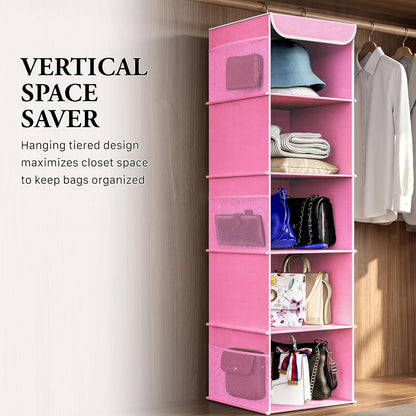 5 Shelf Hanging Closet Organizer, Gray