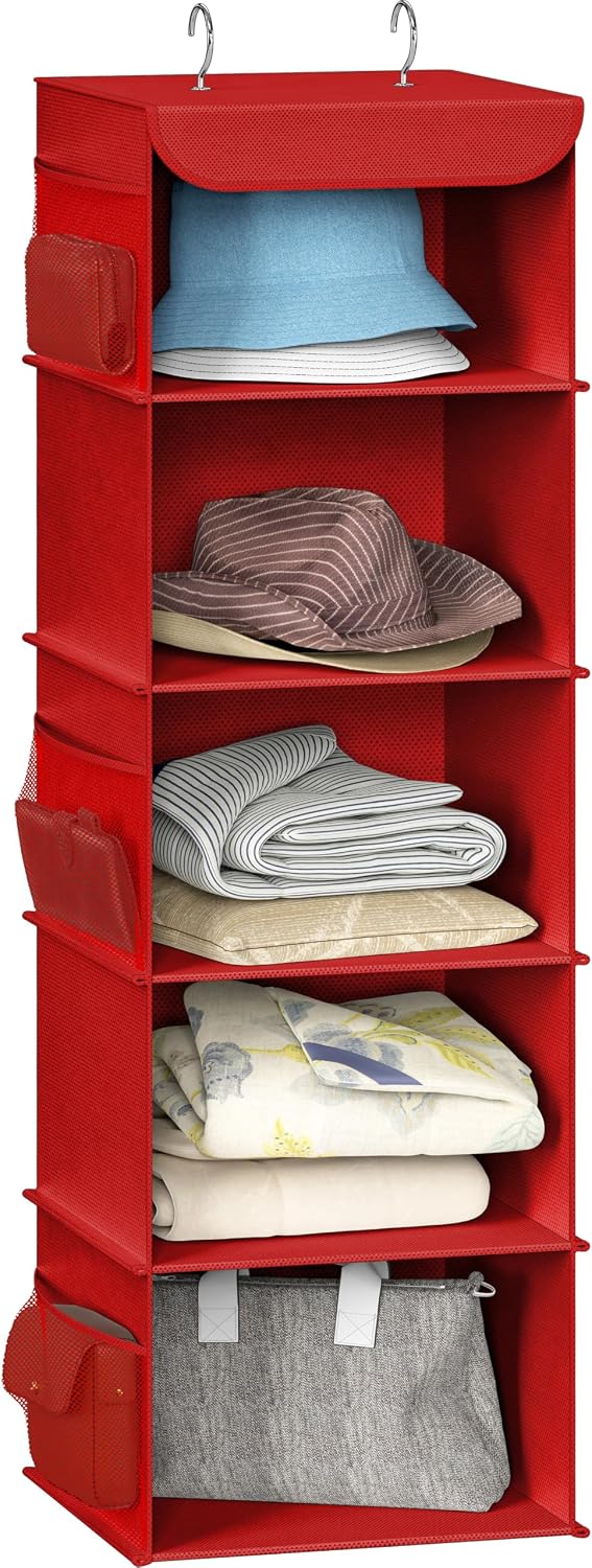 5 Shelf Hanging Closet Organizer, Gray