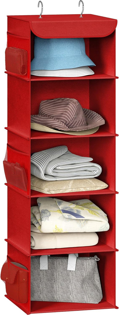 5 Shelf Hanging Closet Organizer, Gray