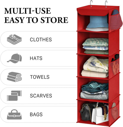 5 Shelf Hanging Closet Organizer, Gray