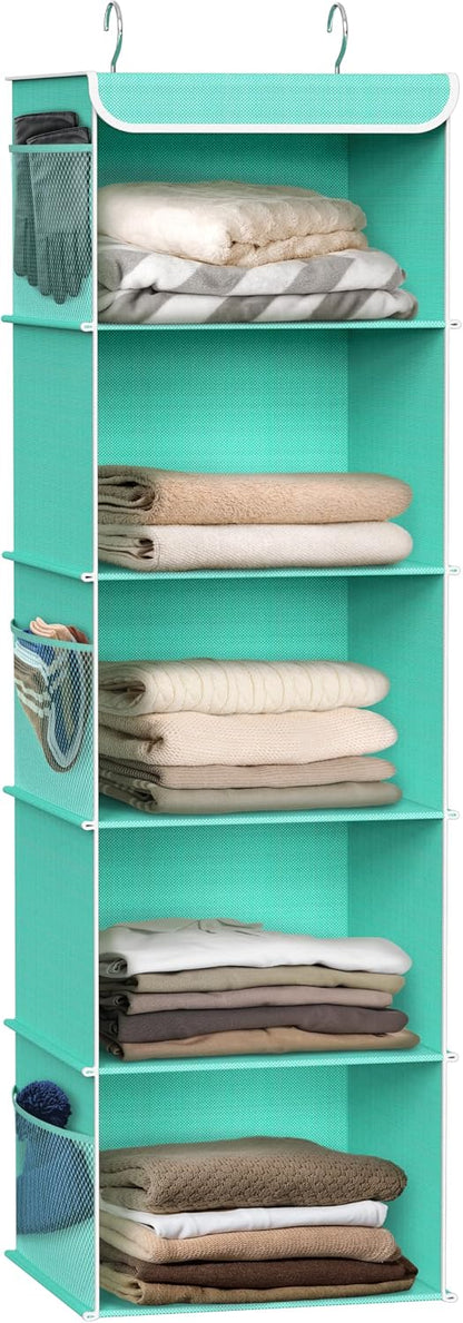 5 Shelf Hanging Closet Organizer, Gray
