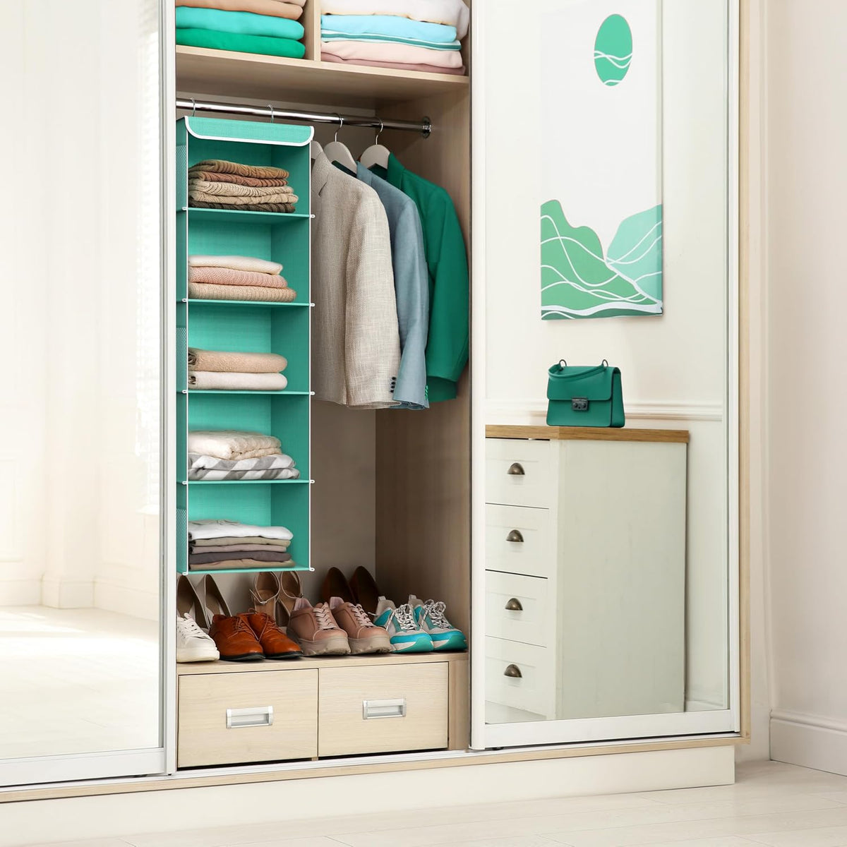5 Shelf Hanging Closet Organizer, Gray