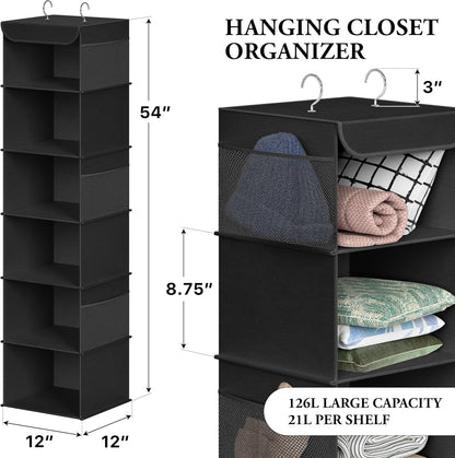 5 Shelf Hanging Closet Organizer, Gray