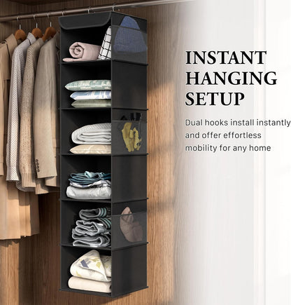 5 Shelf Hanging Closet Organizer, Gray