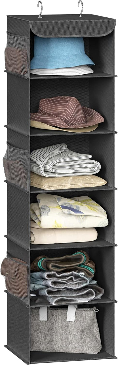 5 Shelf Hanging Closet Organizer, Gray