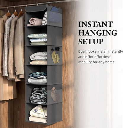 5 Shelf Hanging Closet Organizer, Gray