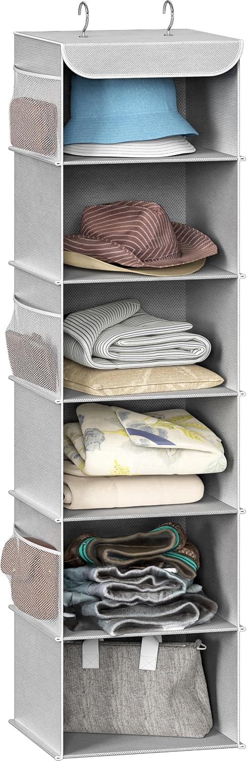 5 Shelf Hanging Closet Organizer, Gray
