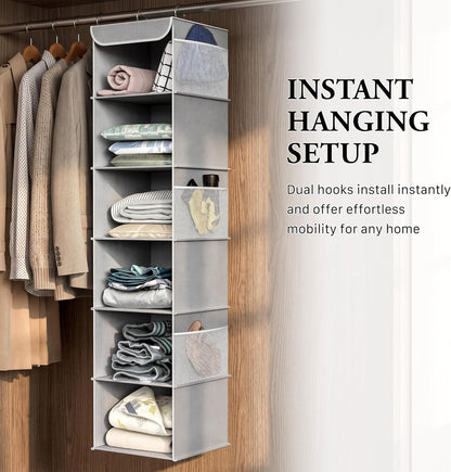 5 Shelf Hanging Closet Organizer, Gray