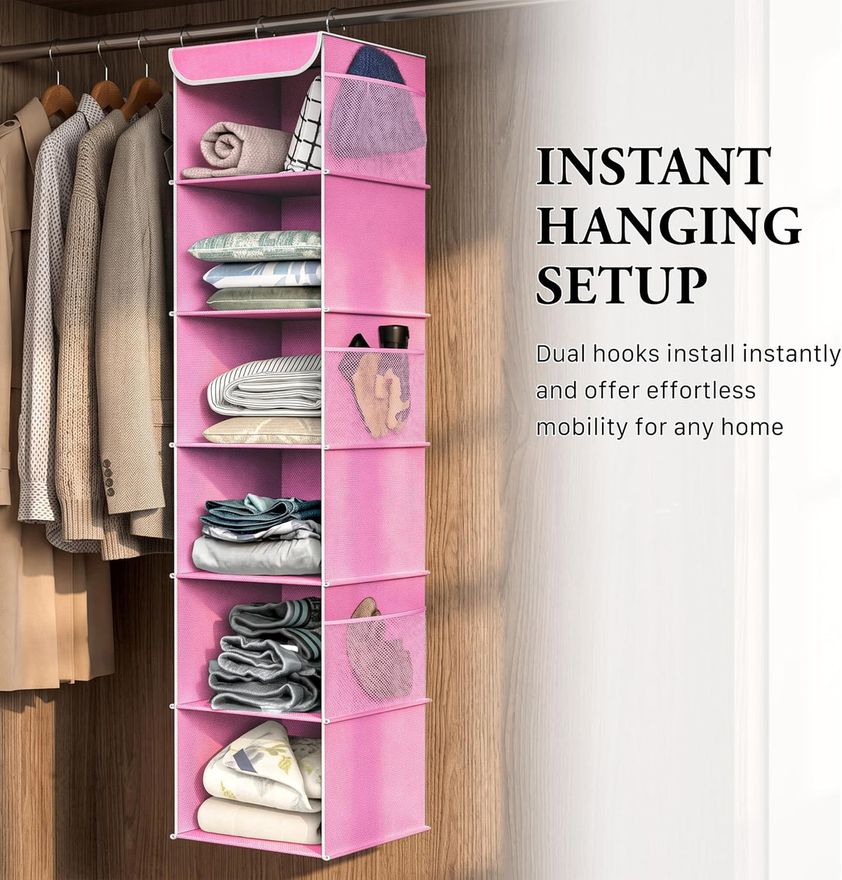 5 Shelf Hanging Closet Organizer, Gray