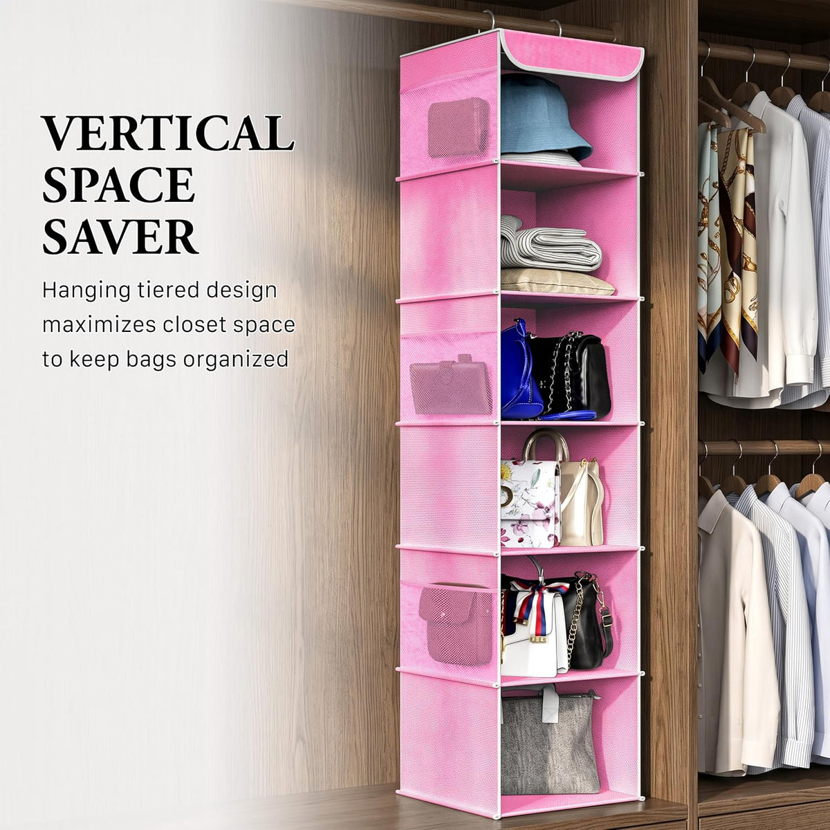 5 Shelf Hanging Closet Organizer, Gray
