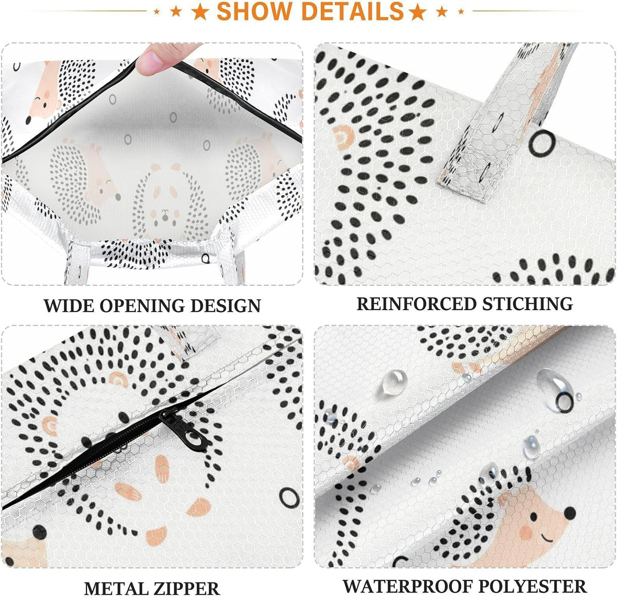 Hedgehog Dot Waterproof Travel Laundry Bag Washable Set of 2