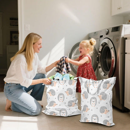 Hedgehog Dot Waterproof Travel Laundry Bag Washable Set of 2