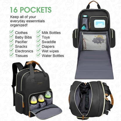Diaper Bag Backpack with Changing Station, Baby Diaper Organizer Travel Bag