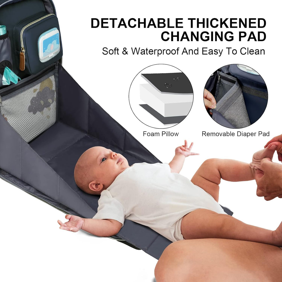 Diaper Bag Backpack with Changing Station, Baby Diaper Organizer Travel Bag