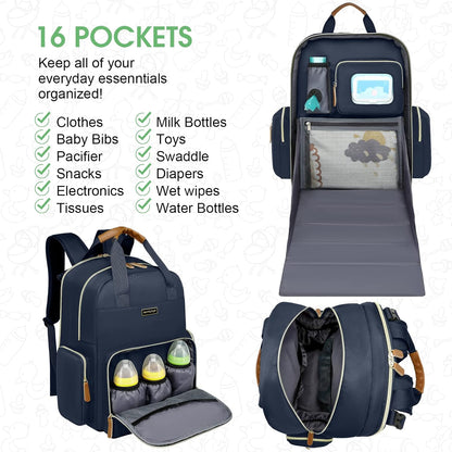 Diaper Bag Backpack with Changing Station, Baby Diaper Organizer Travel Bag