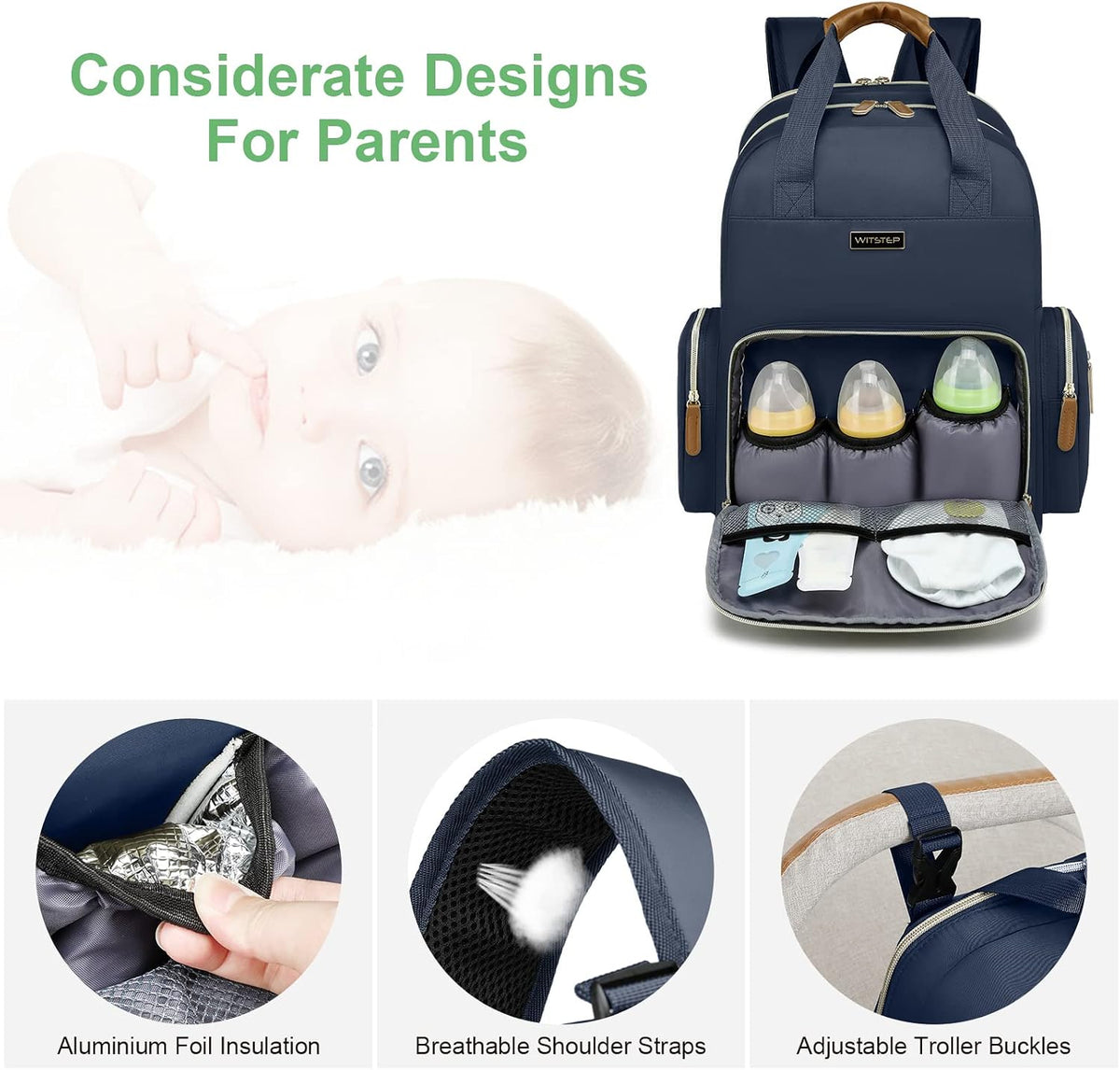 Diaper Bag Backpack with Changing Station, Baby Diaper Organizer Travel Bag