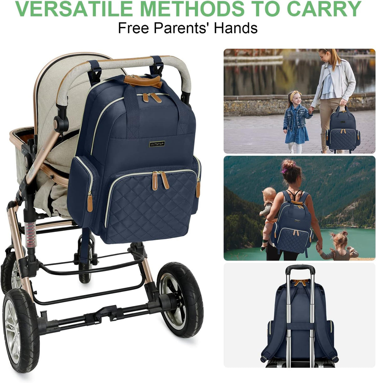 Diaper Bag Backpack with Changing Station, Baby Diaper Organizer Travel Bag
