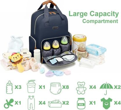 Diaper Bag Backpack with Changing Station, Baby Diaper Organizer Travel Bag