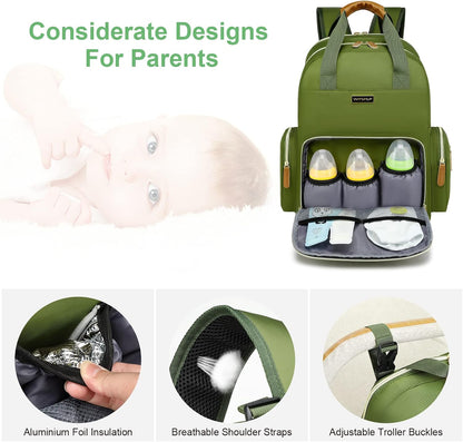 Diaper Bag Backpack with Changing Station, Baby Diaper Organizer Travel Bag