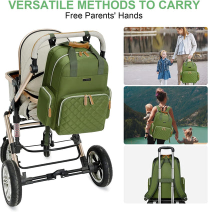 Diaper Bag Backpack with Changing Station, Baby Diaper Organizer Travel Bag