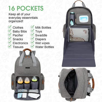 Diaper Bag Backpack with Changing Station, Baby Diaper Organizer Travel Bag