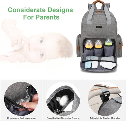 Diaper Bag Backpack with Changing Station, Baby Diaper Organizer Travel Bag