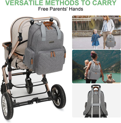 Diaper Bag Backpack with Changing Station, Baby Diaper Organizer Travel Bag