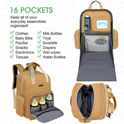 Diaper Bag Backpack with Changing Station, Baby Diaper Organizer Travel Bag