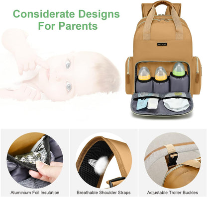 Diaper Bag Backpack with Changing Station, Baby Diaper Organizer Travel Bag