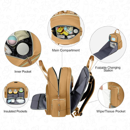 Diaper Bag Backpack with Changing Station, Baby Diaper Organizer Travel Bag