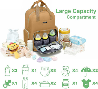 Diaper Bag Backpack with Changing Station, Baby Diaper Organizer Travel Bag