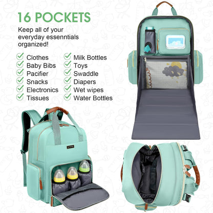 Diaper Bag Backpack with Changing Station, Baby Diaper Organizer Travel Bag