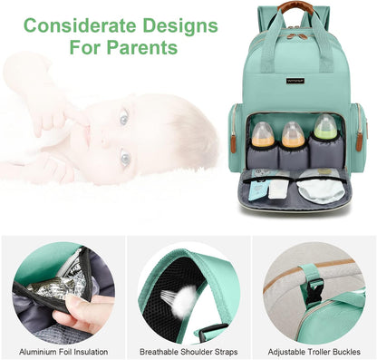 Diaper Bag Backpack with Changing Station, Baby Diaper Organizer Travel Bag
