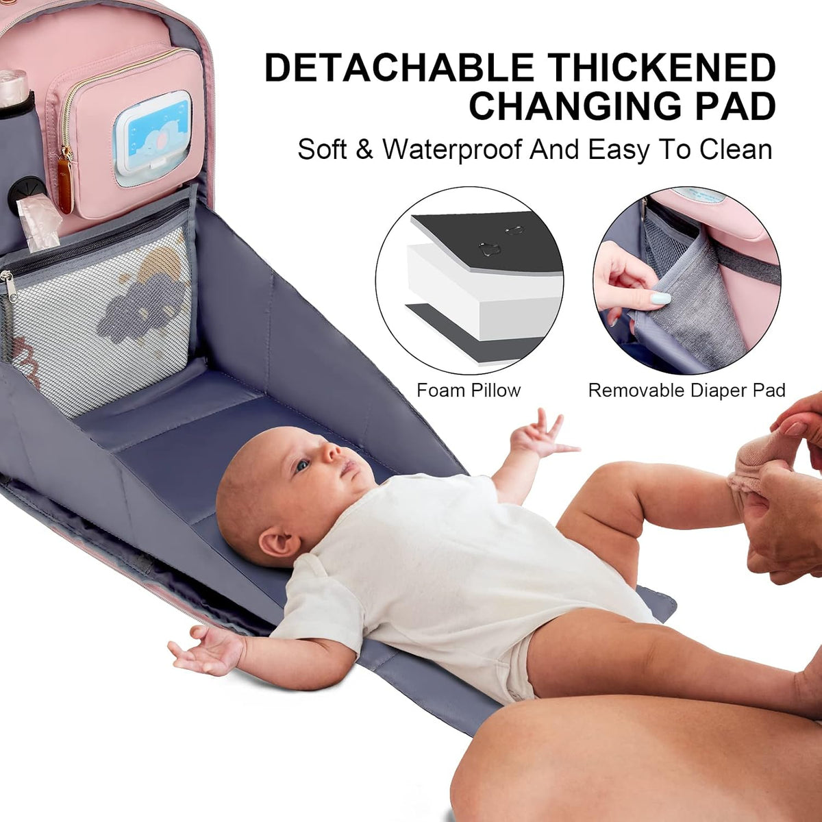 Diaper Bag Backpack with Changing Station, Baby Diaper Organizer Travel Bag
