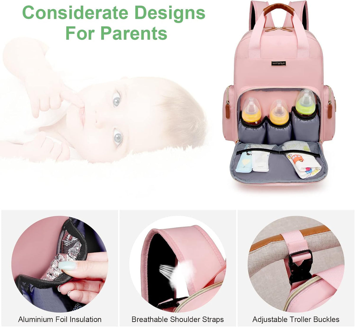 Diaper Bag Backpack with Changing Station, Baby Diaper Organizer Travel Bag