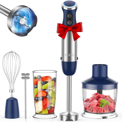 Upgraded Immersion Blender Handheld, 1000W 12-Speed 5 in 1 Hand Mixer Stick Blender with 304 Stainless Steel Blade,Food Processor,Beaker,Egg Whisk&Milk Frother,Non-BPA,Smoothies Purée Baby Food