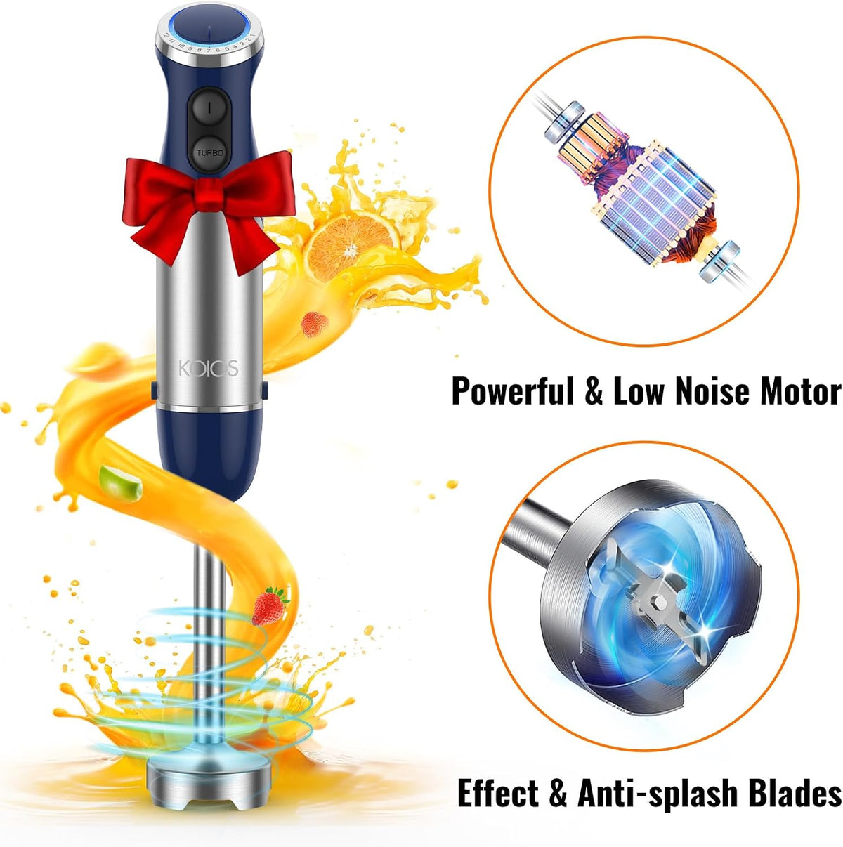 Upgraded Immersion Blender Handheld, 1000W 12-Speed 5 in 1 Hand Mixer Stick Blender with 304 Stainless Steel Blade,Food Processor,Beaker,Egg Whisk&Milk Frother,Non-BPA,Smoothies Purée Baby Food