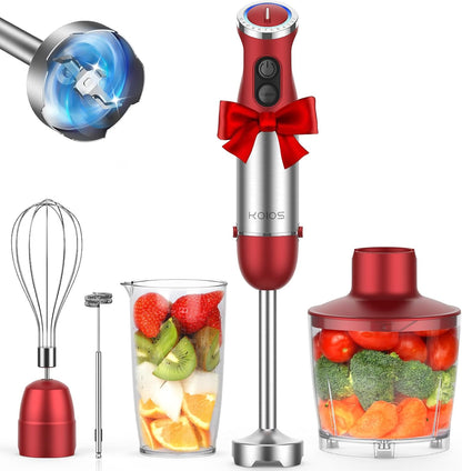 Upgraded Immersion Blender Handheld, 1000W 12-Speed 5 in 1 Hand Mixer Stick Blender with 304 Stainless Steel Blade,Food Processor,Beaker,Egg Whisk&Milk Frother,Non-BPA,Smoothies Purée Baby Food