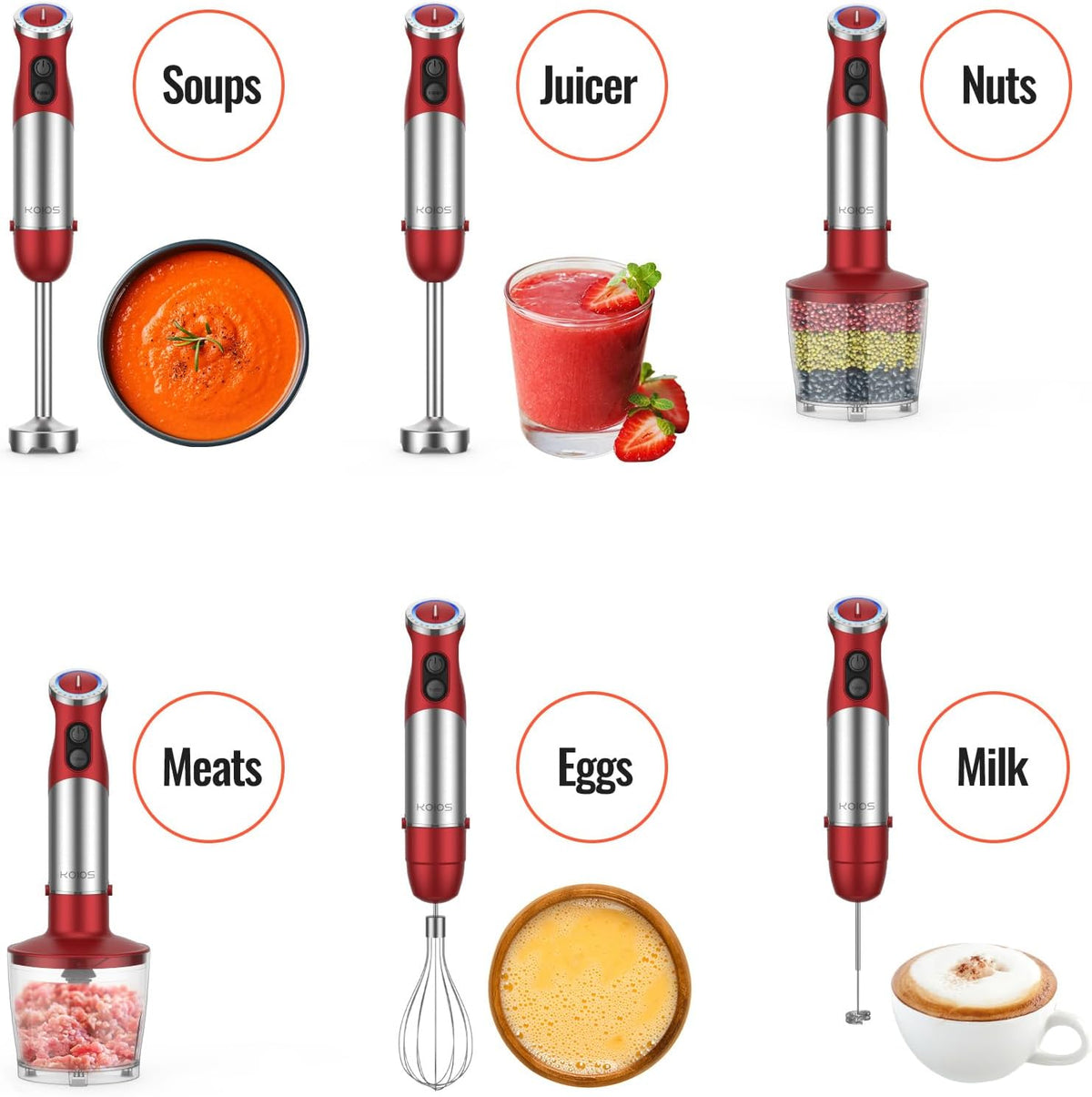 Upgraded Immersion Blender Handheld, 1000W 12-Speed 5 in 1 Hand Mixer Stick Blender with 304 Stainless Steel Blade,Food Processor,Beaker,Egg Whisk&Milk Frother,Non-BPA,Smoothies Purée Baby Food