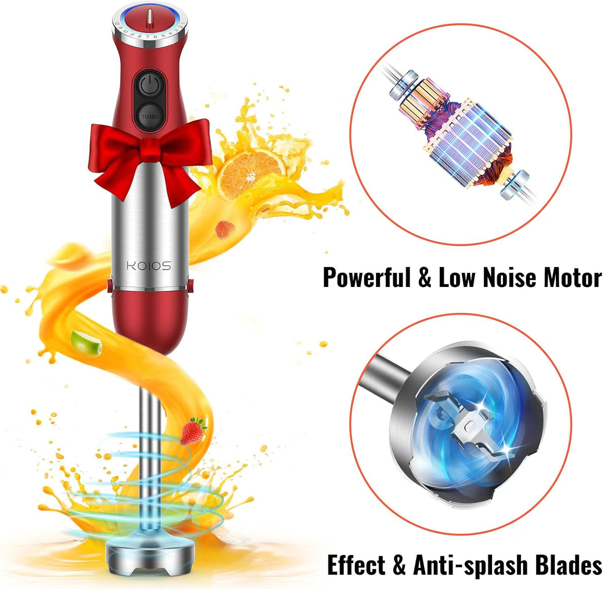 Upgraded Immersion Blender Handheld, 1000W 12-Speed 5 in 1 Hand Mixer Stick Blender with 304 Stainless Steel Blade,Food Processor,Beaker,Egg Whisk&Milk Frother,Non-BPA,Smoothies Purée Baby Food