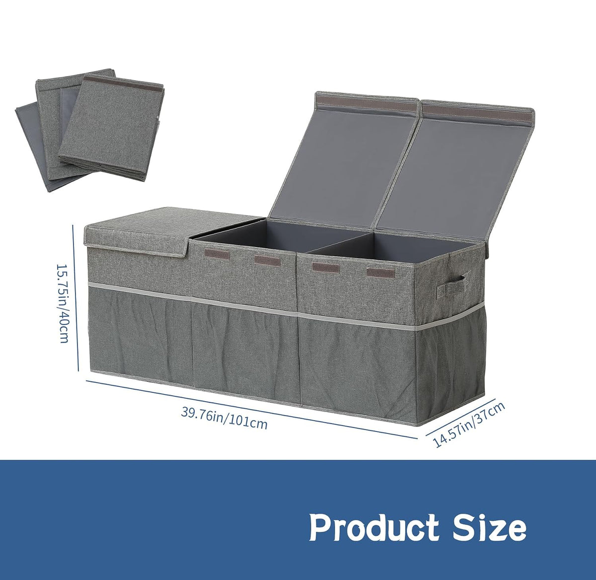 Extra Large Toy Box Chest with Mesh Pockets, Kids Toy Storage Organizer Bakest Box, Foldable Toy Organizers and Storage Bin with Lids, Toy Bin for Kids, Boys,Girls,Nursery,Playroom,Office