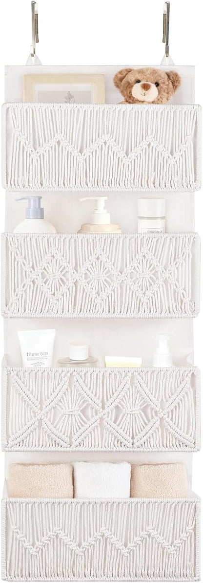 Over The Door Organizer Macrame Boho Hanging Back of Door Storage