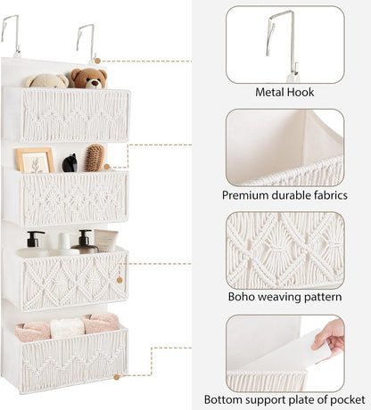 Over The Door Organizer Macrame Boho Hanging Back of Door Storage