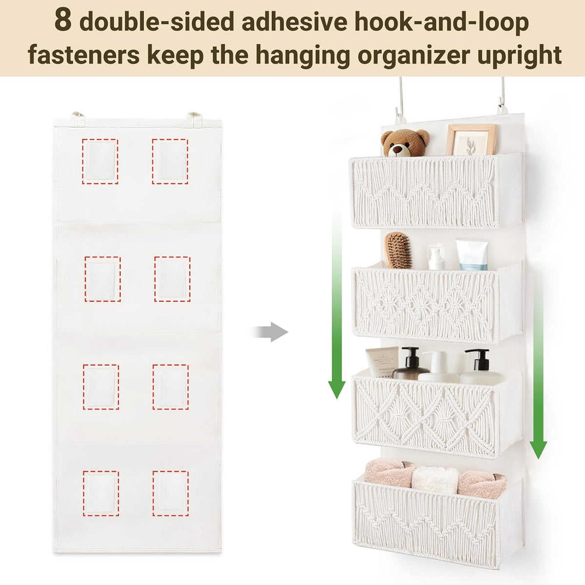 Over The Door Organizer Macrame Boho Hanging Back of Door Storage