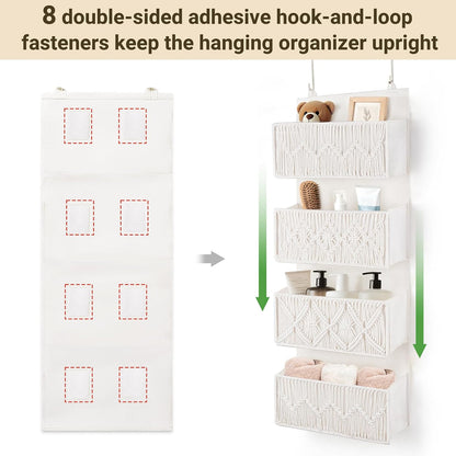 Over The Door Organizer Macrame Boho Hanging Back of Door Storage