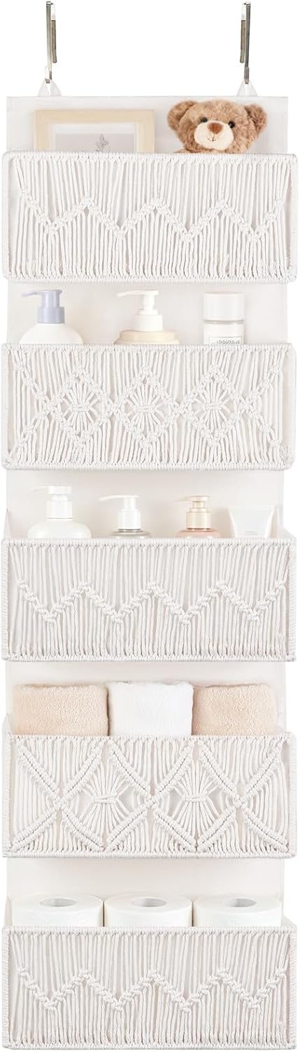 Over The Door Organizer Macrame Boho Hanging Back of Door Storage