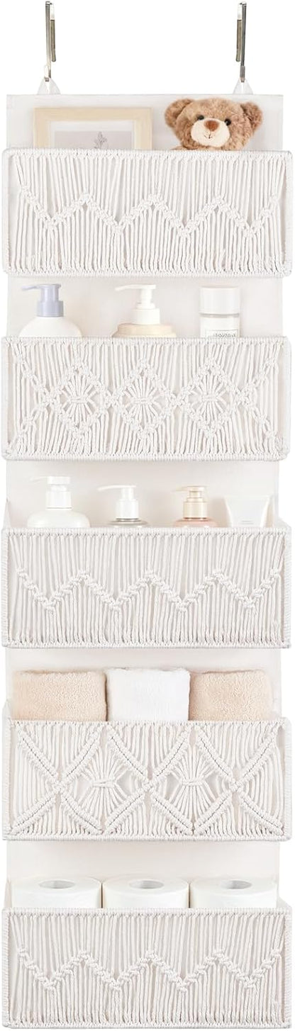 Over The Door Organizer Macrame Boho Hanging Back of Door Storage